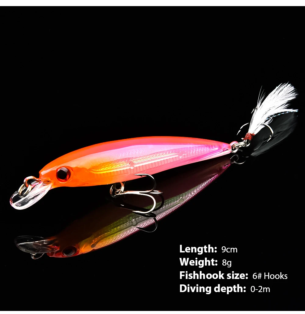 Fulljion 1 шт. рыболовные приманки поплавок гольян воблеры Crankbait искусственные жесткие приманки 3D глаза крючки с пером пластиковые Pesca приманки
