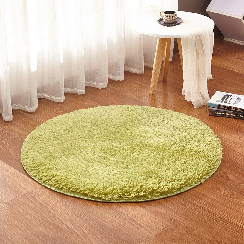 Grass green Круглый белый плюшевый коврик для украшения дома, толстый нескользящий коврик для ванной комнаты, коврик для гостиной, мягкий коврик для спальни, коврик для йоги - Цвет: Grass green