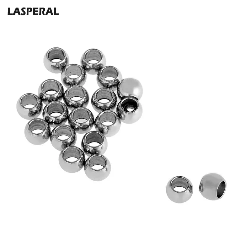 LASPERAL 20/40 шт. Нержавеющая сталь круглый однотонный спейсер бисер с серебряной