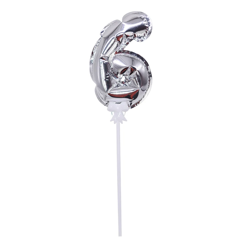 silver number 6 1/2 шт 7 дюймов фольга номер шар торт Топпер самонадувающиеся золотые Серебристые шары для детей взрослых День рождения украшения торта 8 - Цвет: silver number 6