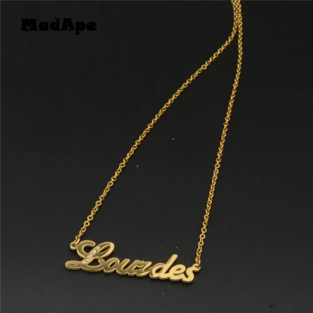 MadApe &quotLourdes&quot Name Necklace 316L Stainless Steel Pendant Chain Custom Personalized For Men Women Jewlry | Украшения и