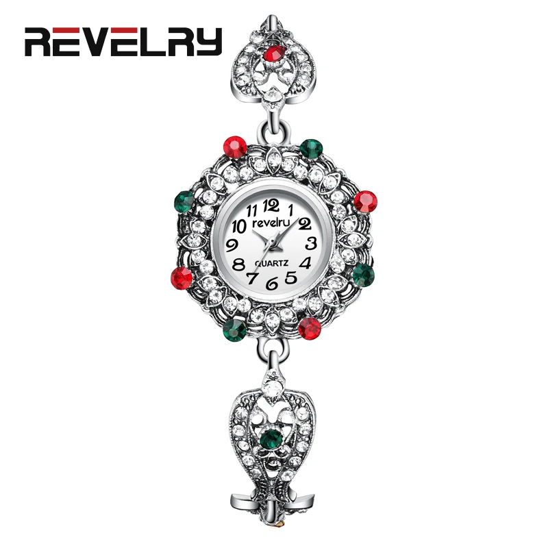 REVELRY Женские Элегантные наручные часы женские браслет со стразами аналоговые