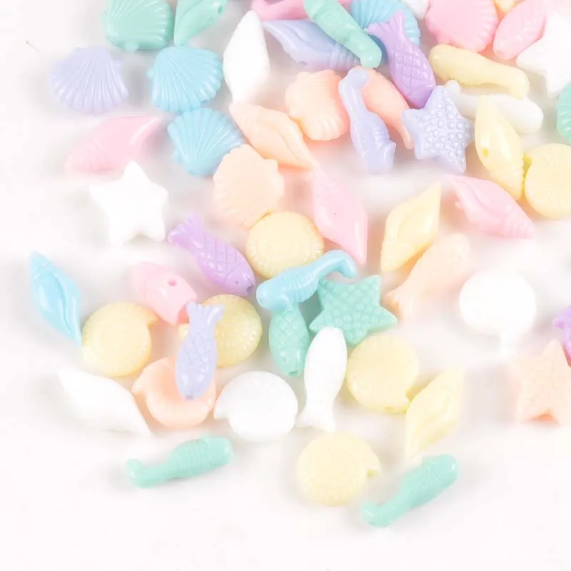 

6-15mm 100Pcs Mixed Color Acrylic marine life Spacer Beads Fit Jewelry Handmade YKL0123