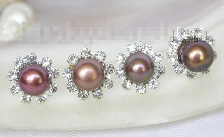 

wholesale 2piece 9mm round coffee pearls Earrings Silver Plated j8866