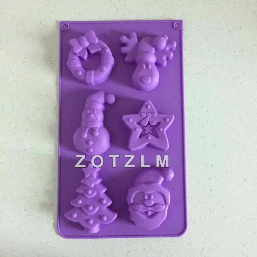 1 Piece Christmas Shapes Silicone Cake Molds Candy Making Tools With Santa Claus Xmas Tree Snowman Deer Star Bowknot TXG021 | Дом и сад