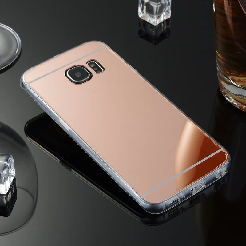 Для Samsung Galaxy S6 Edge Зеркало чехол ТПУ Мягкая задняя крышка для g9250 Чехол сотовый