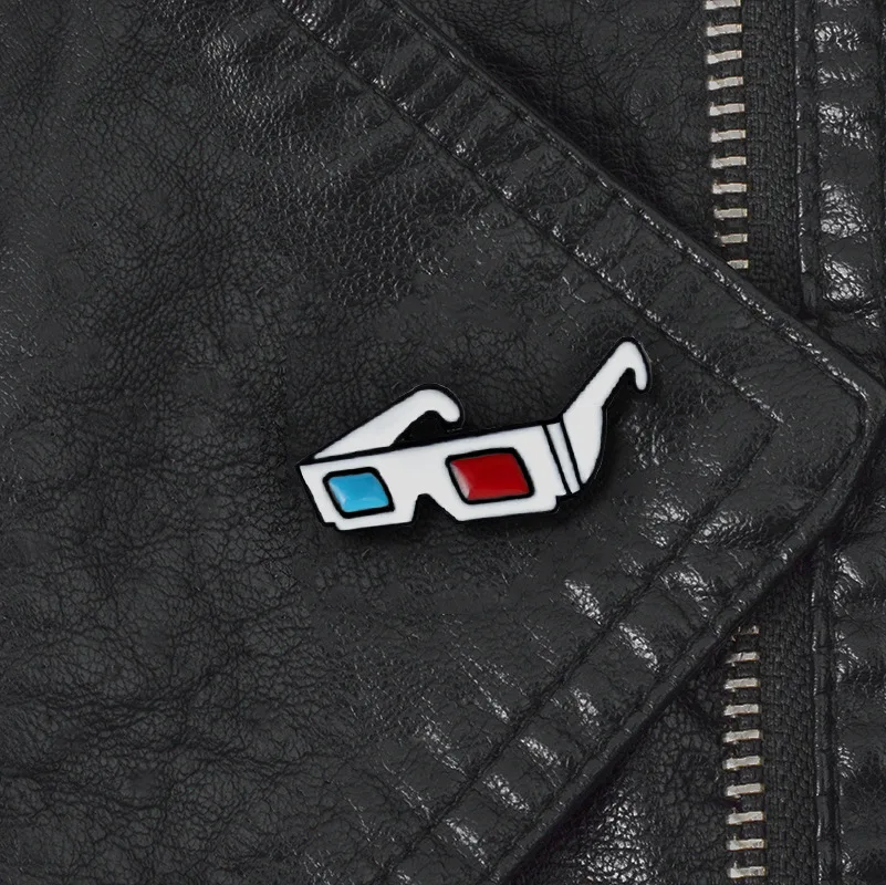Мультфильм очки брошь 3D красные синие линзы эмаль Pin Butto значок для девочек