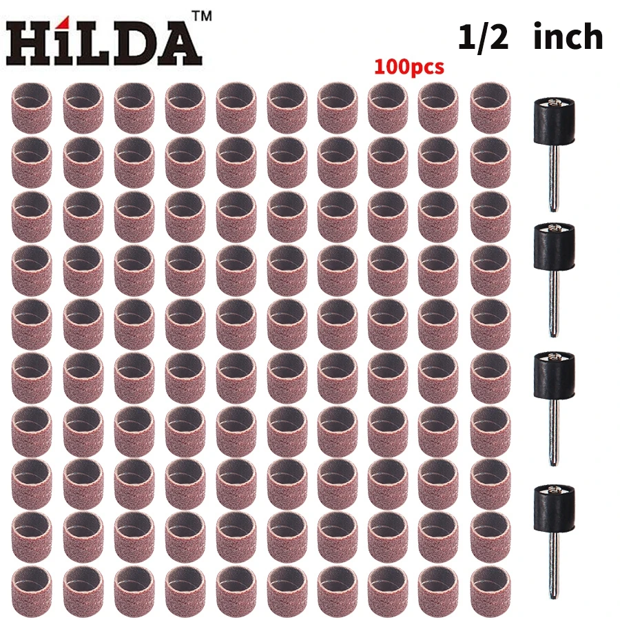 HILDA 100 шт 1/" или 1/2" Шлифовальная лента с барабаном шлифовальной машины Dremel аксессуары Подходит для Dremel набор инструментов шлифовка полировка