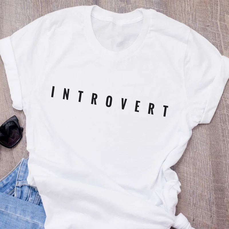 Футболка Introvert женская с коротким рукавом о-образным вырезом принт забавные