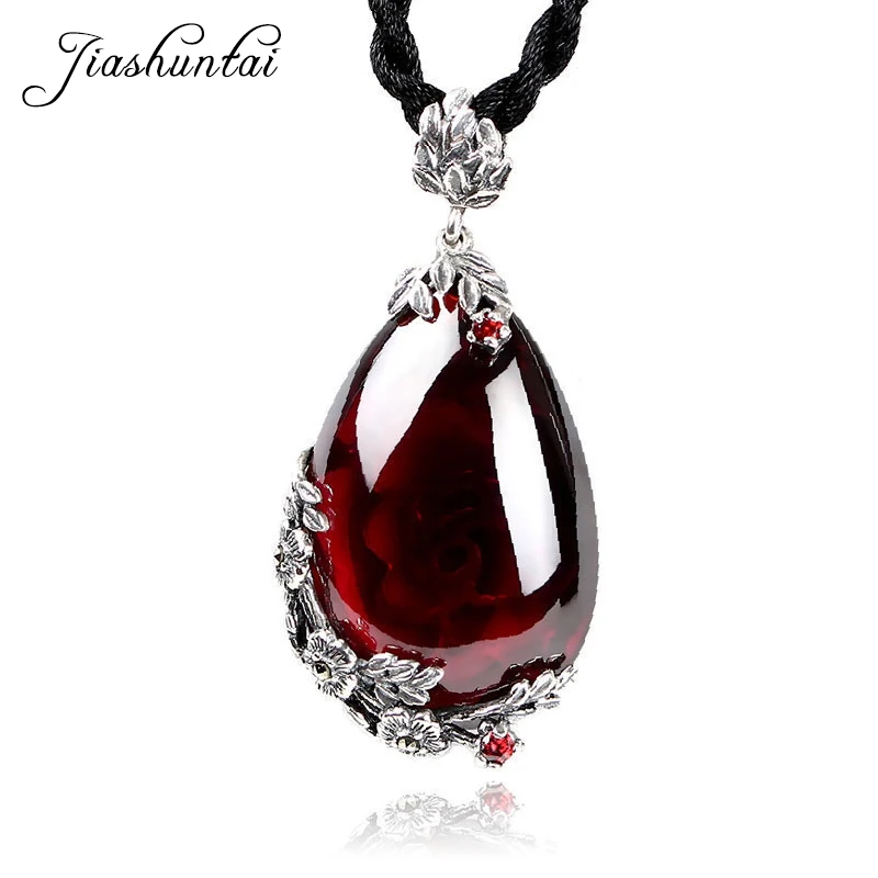 Женское ожерелье из серебра 100% пробы с натуральным красным гранатом|jewelry necklace