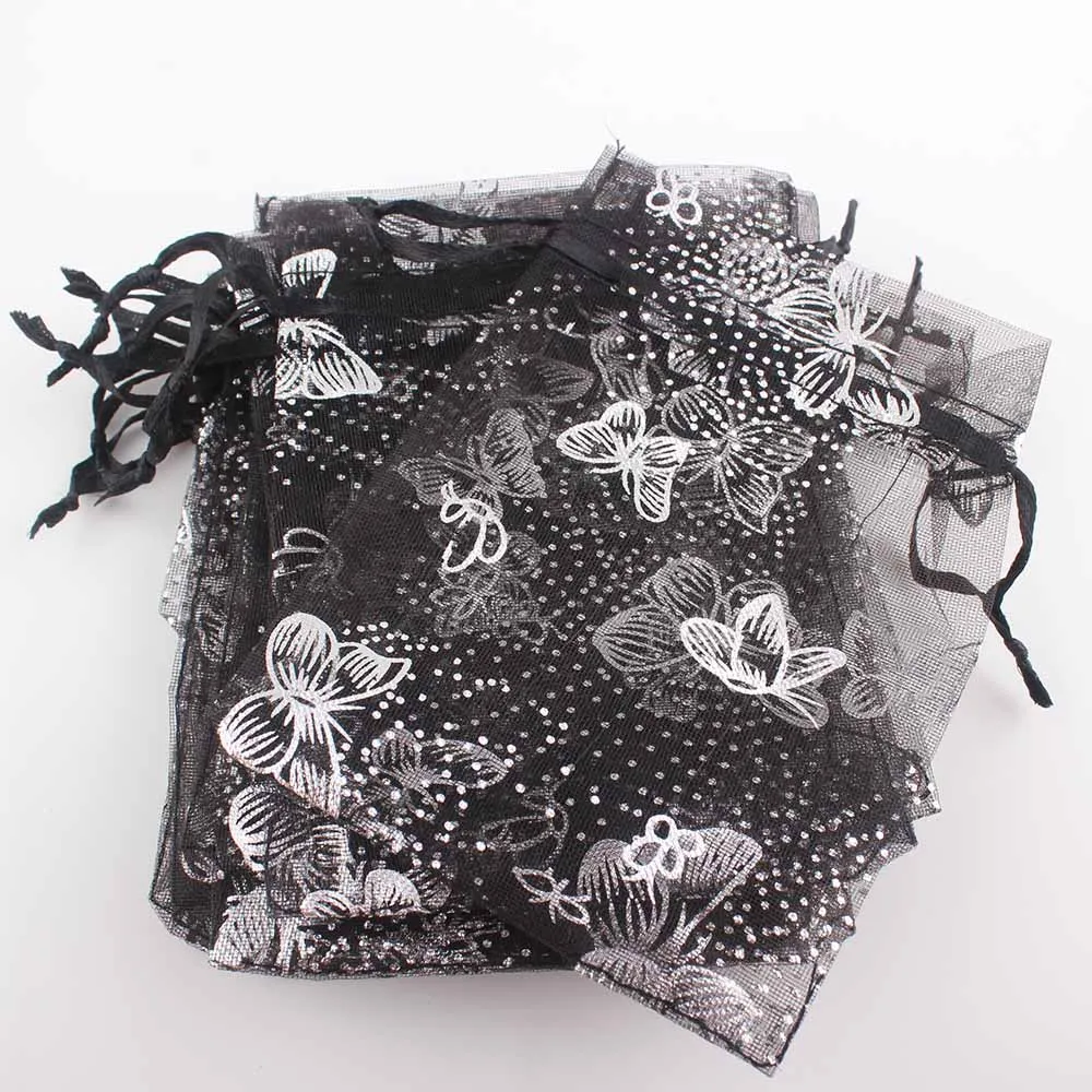 LUBINGSHINE 15x20 см 17x23 см(20x30 см, 50 шт в наборе, ювелирное изделие, подарок мешки из органзы Свадебные мешки для конфет Бабочки украшенная бисером сумка
