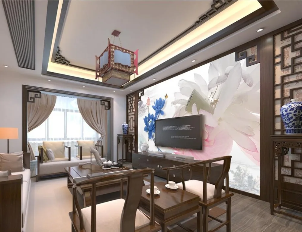 Chinese Wallpaper For Living room 3D Mural Ink and water Photo Printing Bedroom Decoration Sofa TV Backdrop | Обустройство дома