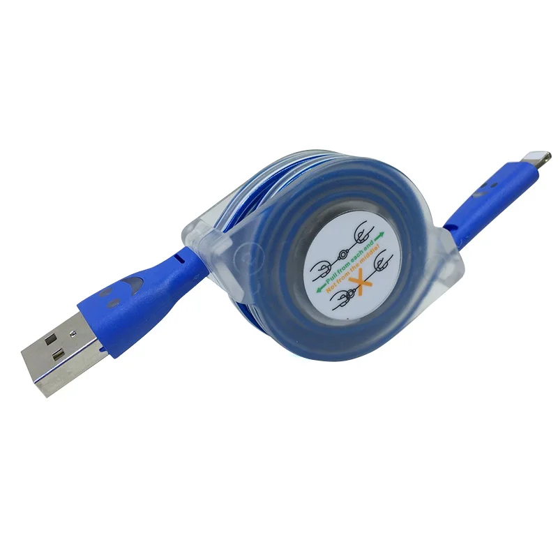 Синий Высокое качество Выдвижной миниатюрный мобильный телефон USB кабель для зарядного устройства 8 pin USB зарядный кабель подходит для iPhone с светодиодный - Цвет: Синий