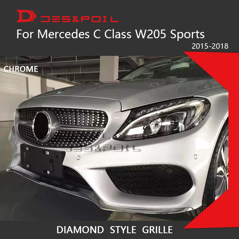 Для Mercedes Benz C Class W205 Алмазная решетка авто передний бампер гоночный гриль спортивная модель только- C180 C200 C220 C250 C43
