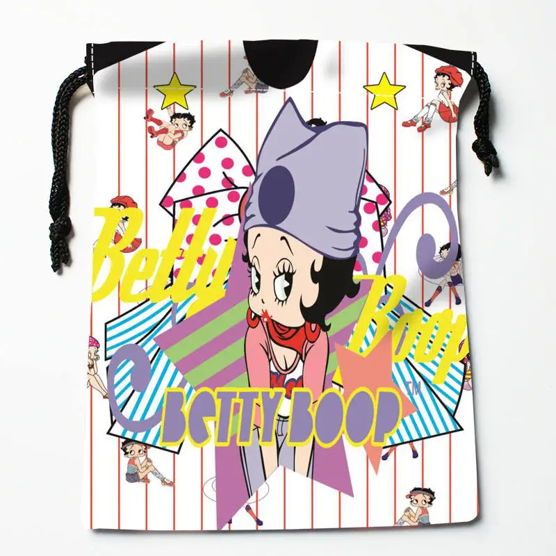Высокое качество на заказ betty boop печать сумка для хранения с завязкой подарочные атласные сумки 27x35 см компрессионные сумки