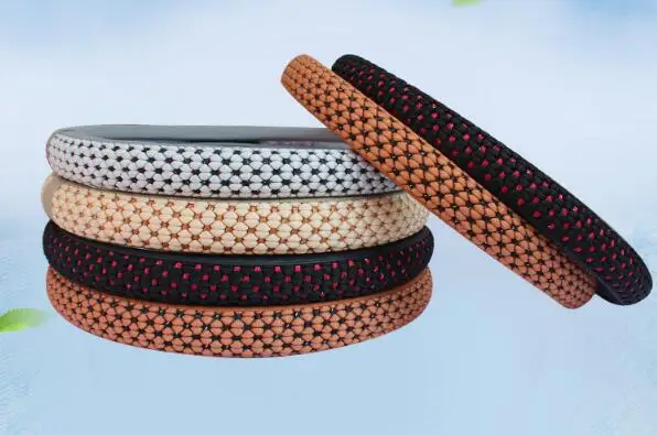 

38CM DIY Steering Wheel Covers Soft Leather Braid On The Steering Wheel Car Needle Thread Interior Accessories