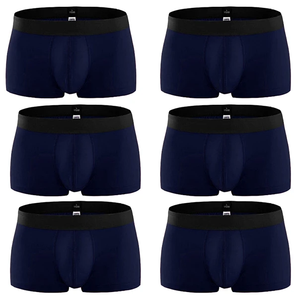 Blue 6pcs Хлопковые боксеры, мужское нижнее белье, дышащие u-образные сексуальные трусы, шорты, Calzoncillos Hombre Boxer Marca Homme - Цвет: Blue 6pcs