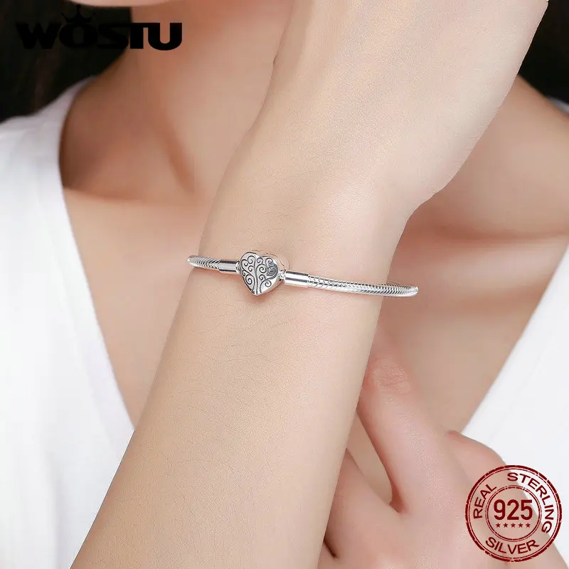 Браслет и браслет WOSTU из серебра 925 пробы с бусинами Древо жизни для женщин