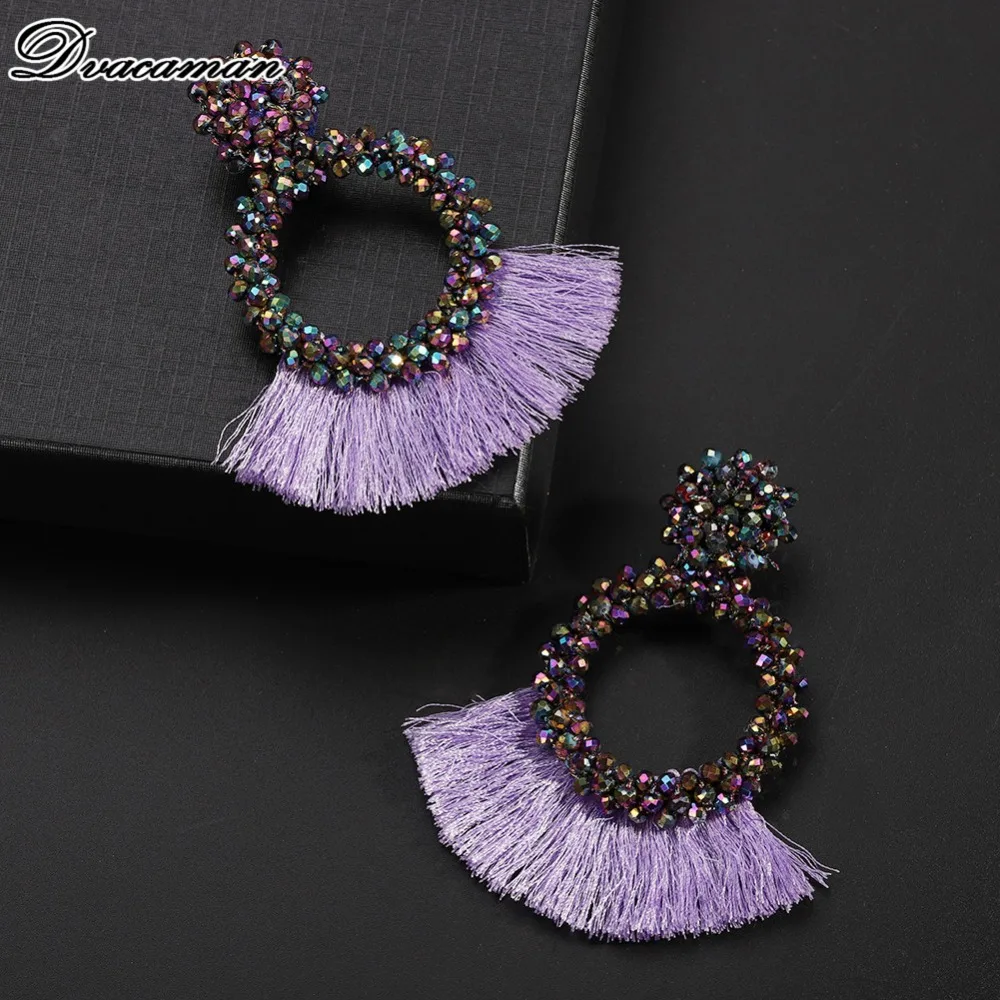 Dvacaman Boho дизайнерские длинные висячие серьги с кисточками для женщин модные полимерные массивные серьги этнические, праздничные ювелирные изделия в подарок