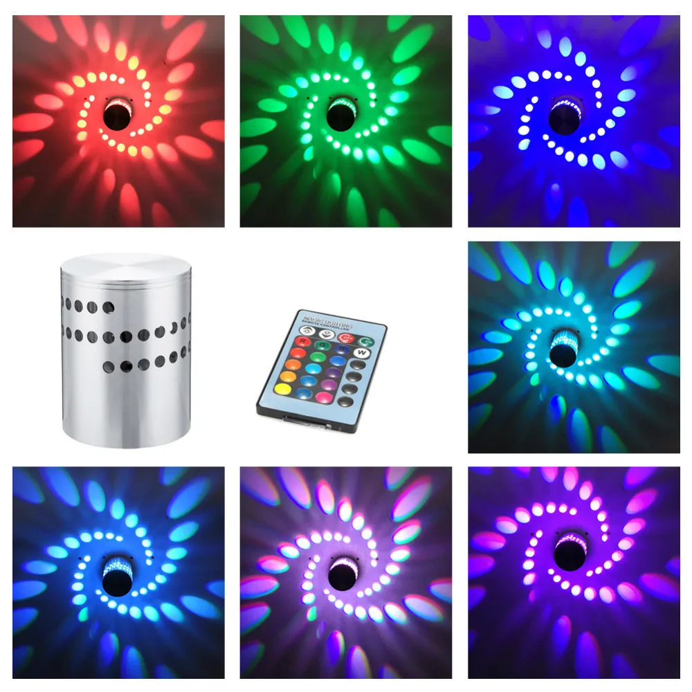 RGB спиральный с отверстиями светодиодный настенный светильник 3 Вт красочная