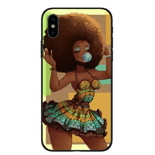 2 банца Melanin Poppin Aba Чехлы для iPhone X модные черные девушки мягкий TPU телефон чехол 5 5S