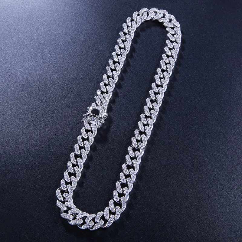 Хип хоп AAA кубическая цепь из циркония короткие ожерелья Золото Серебро Bling Iced Out CZ камень звено цепи браслеты для мужчин ювелирные изделия - Окраска металла: Silver Necklace