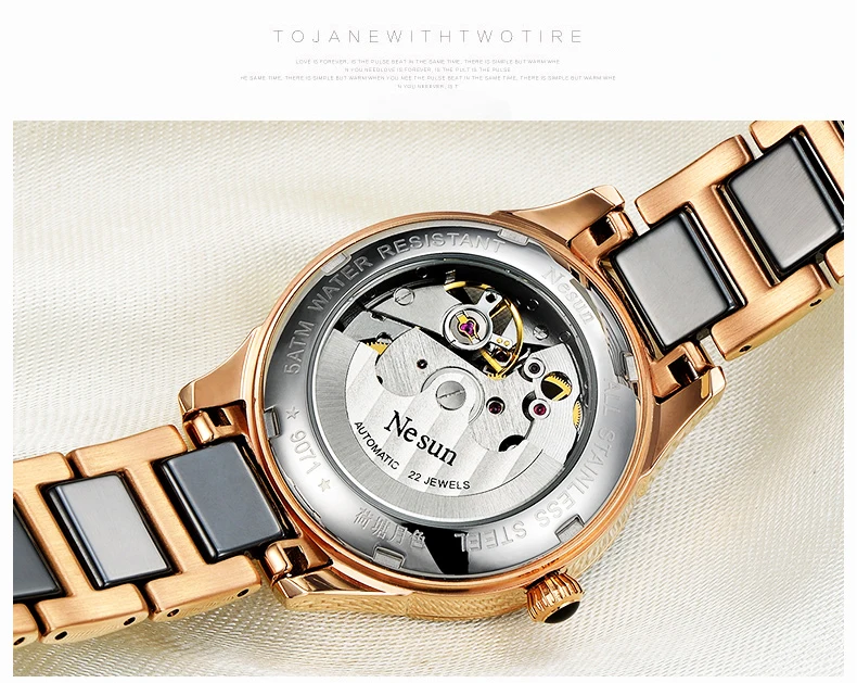 Швейцария Nesun полые Tourbillon Для женщин часы Элитный бренд часы Самовзводные наручные Водонепроницаемый женские часы N9071-1