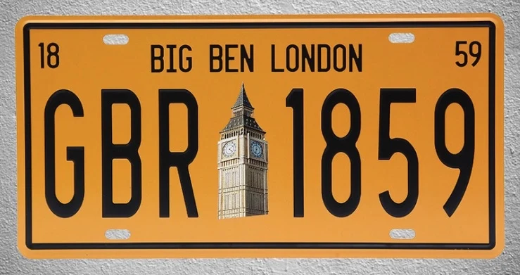 

1 pc Big ben London Britain UK CAR LICENSE Tin Plates Signs garage wall man cave Decoration Metal Art Vintage Poster