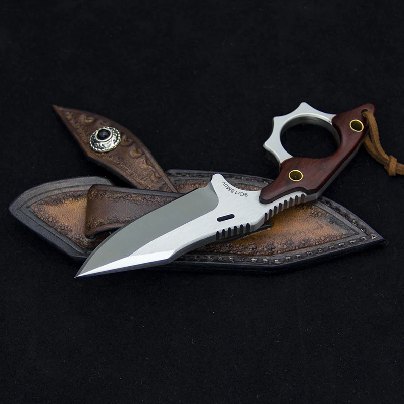 Mini Rescue Neck Knife Rose Wood Handle Tactical Fixed Blade Outdoor Straight Knives Hunting Survival Tools Multi |