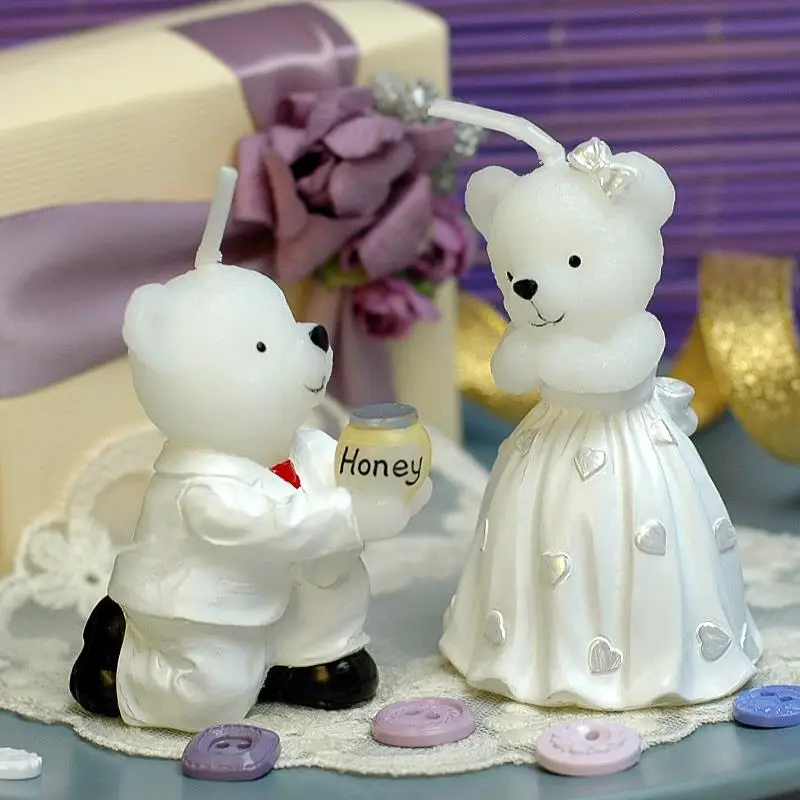 Мишка брак предложение формы свечи в подарочной коробке Свадебная вечеринка