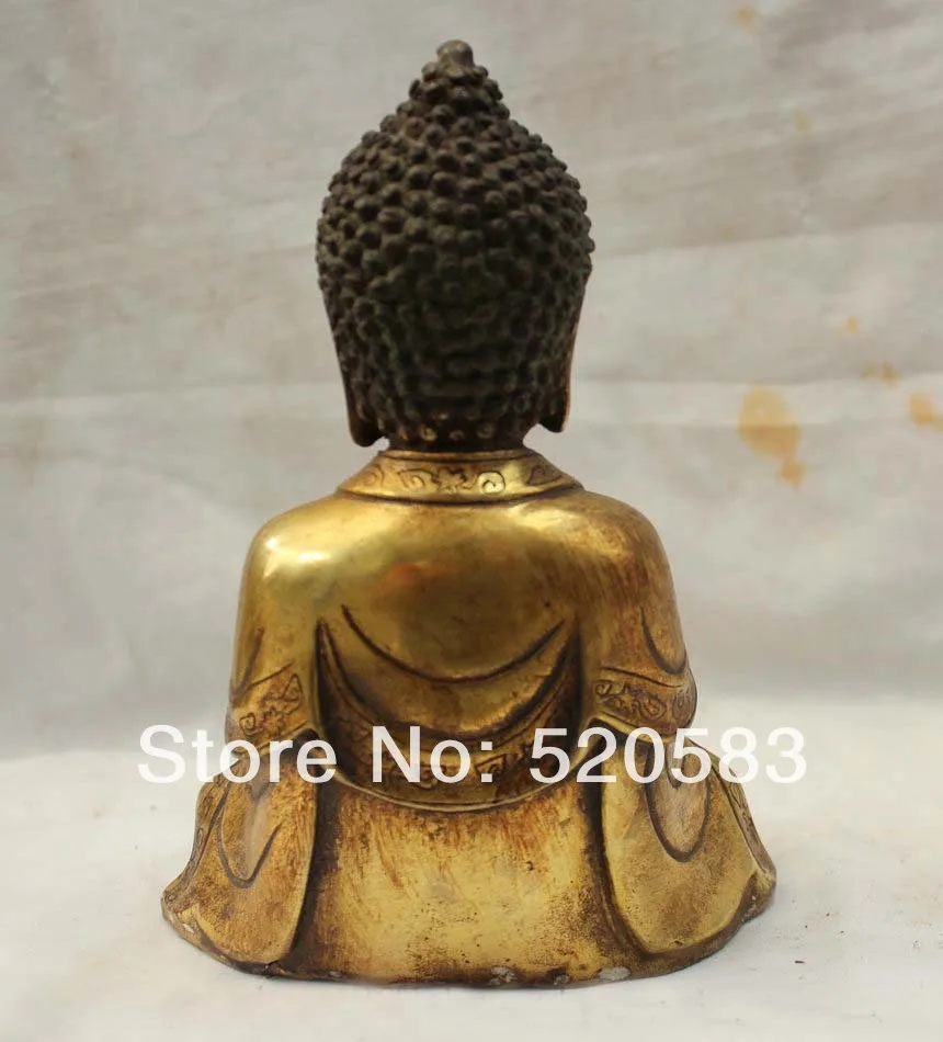 Тибет Тибетский Буддизм Бронзовый Свинка Сиденья Будды Шакьямуни Одеяние и