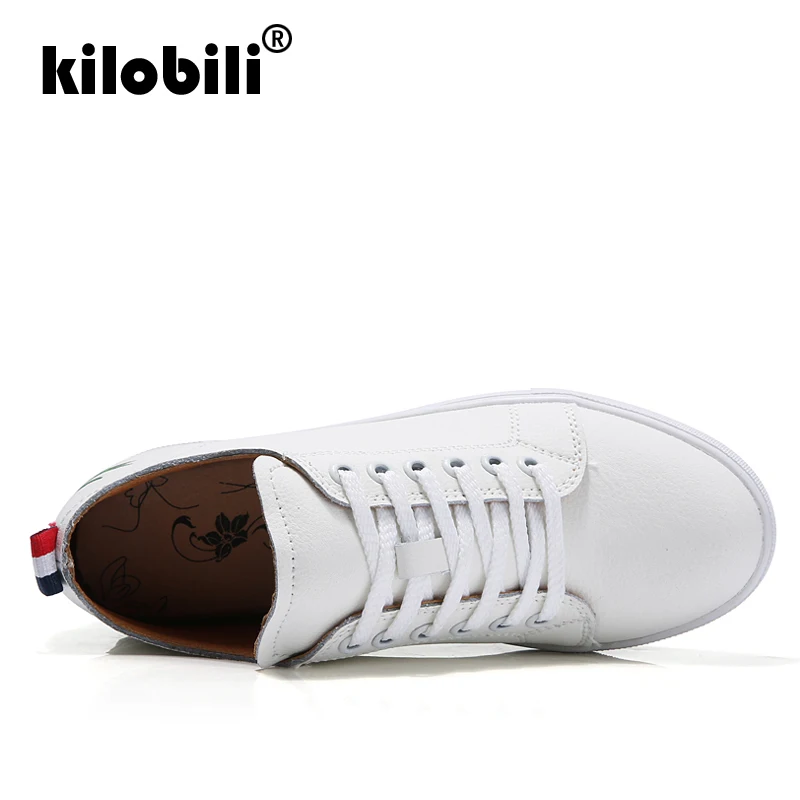 Kilobili/2018 г. осенние женские кроссовки на платформе обувь из натуральной кожи