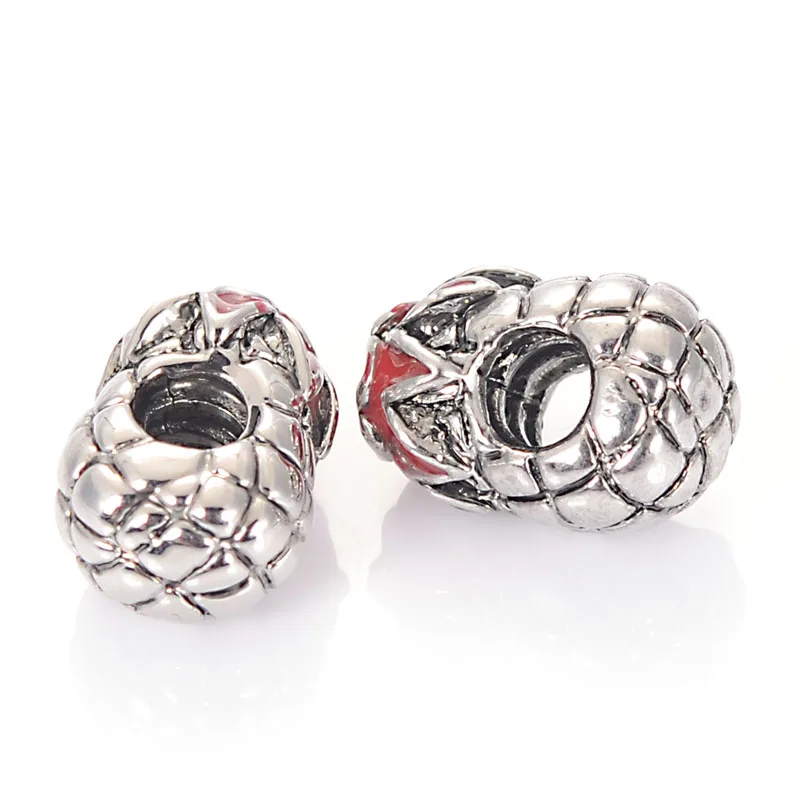 Бусины сплав Европейский стиль бусины с большим отверстием ананас 10*14 мм