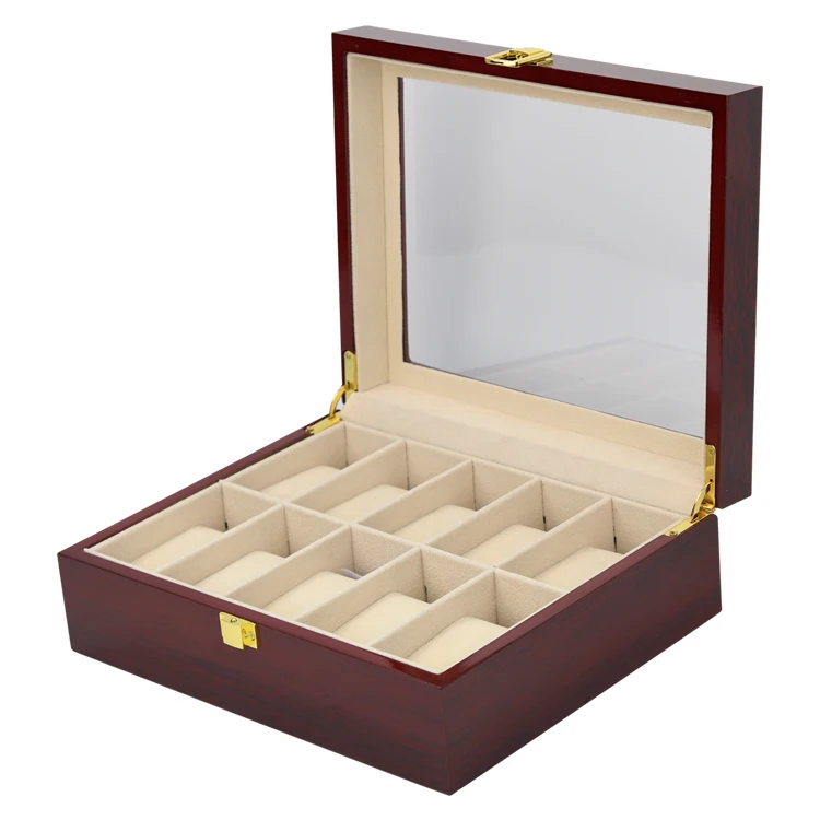 10 Grids LISM Luxury Wood Storag Boxes 2/3/5/6/10/12/20 Watches Boxes Display Watch Box Jewelry Case Organizer Holder Promotion Boxes - Цвет: 10 Grids
