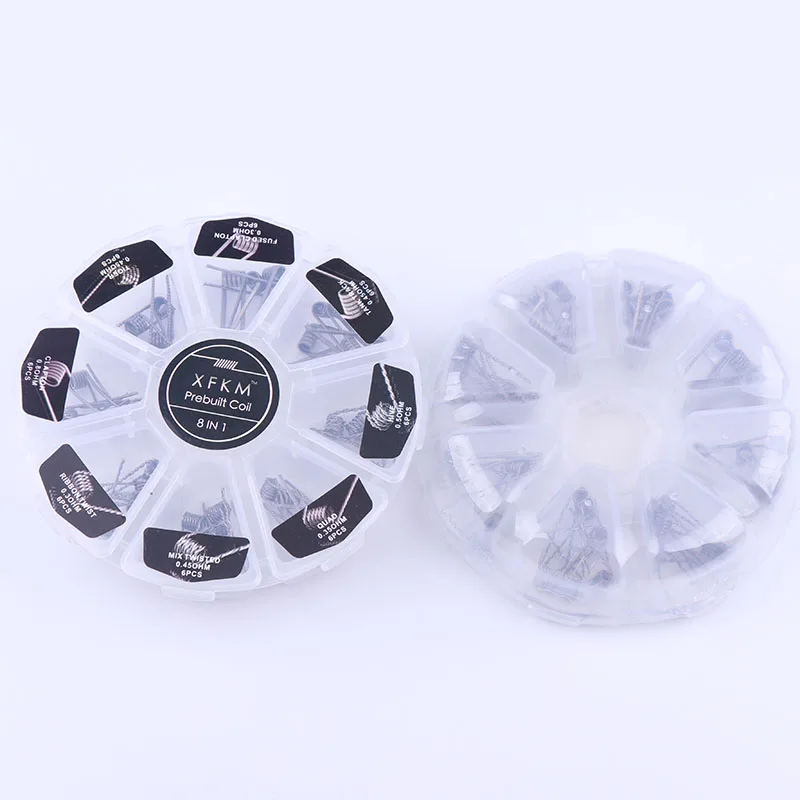 XFKM 8 In 1 Prebuilt Coil Box Kit Hive track Quad Tiger Fused Clapton Mix twisted Ribbon twist premade wires Diy RDA Atomizer |