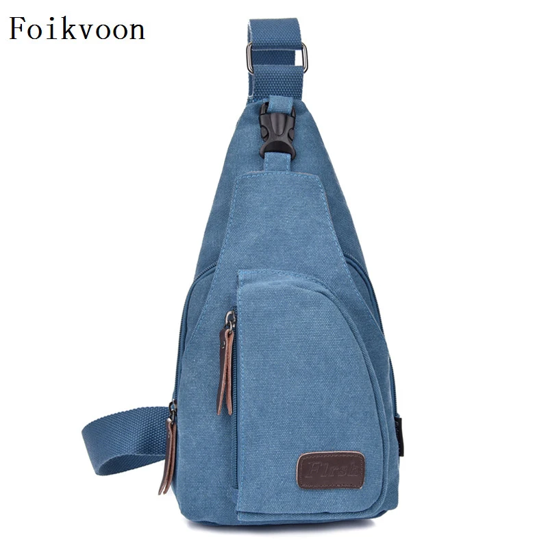 Сумка мессенджер Foikvoon Мужская многофункциональная холщовая маленькая