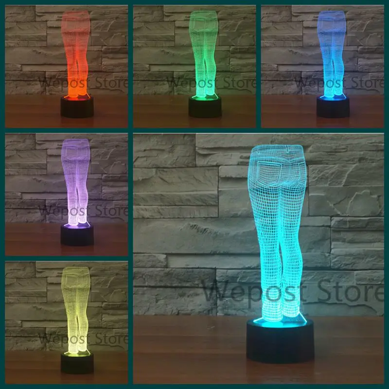 Ночник светодиодный светильник в форме синих джинсов с 3D лампами 7 цветов|table