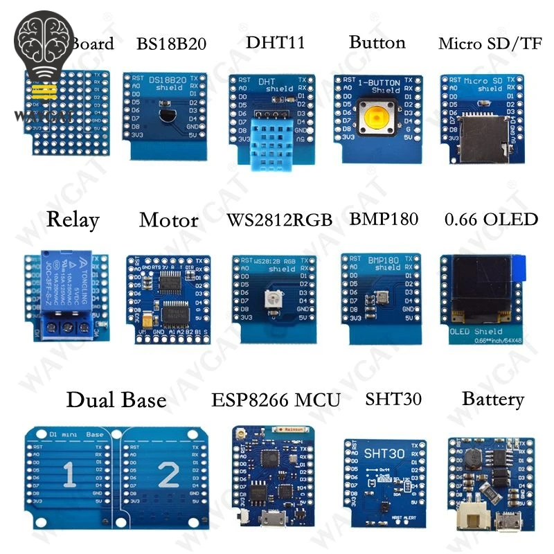 15 шт. набор макетной платы WAVGAT D1 mini Pro WiFi NodeMcu Lua на основе ESP8266 V1.1.0 | Электронные