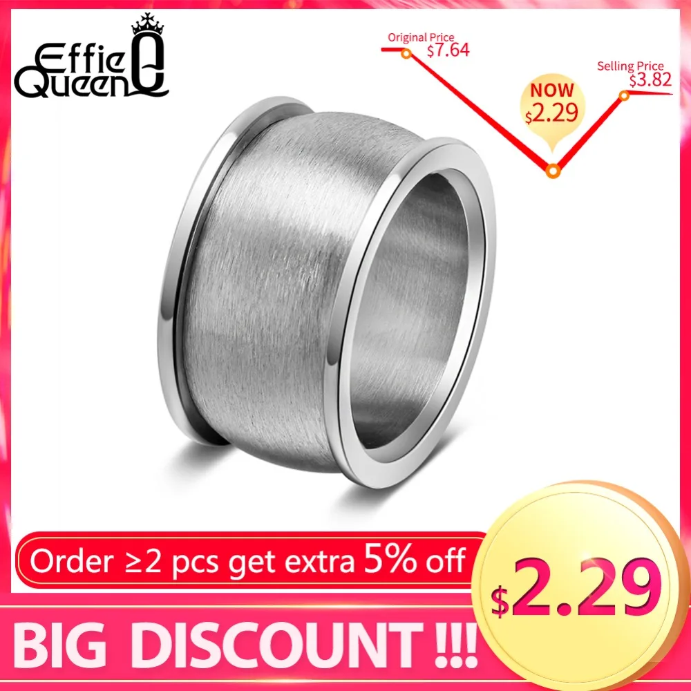 Effie queen 316L нержавеющая сталь женские кольца черный/серебристый/золотистый цвет 14 мм ширина большой Обручальное кольцо Модные ювелирные изделия подарок DGTR72