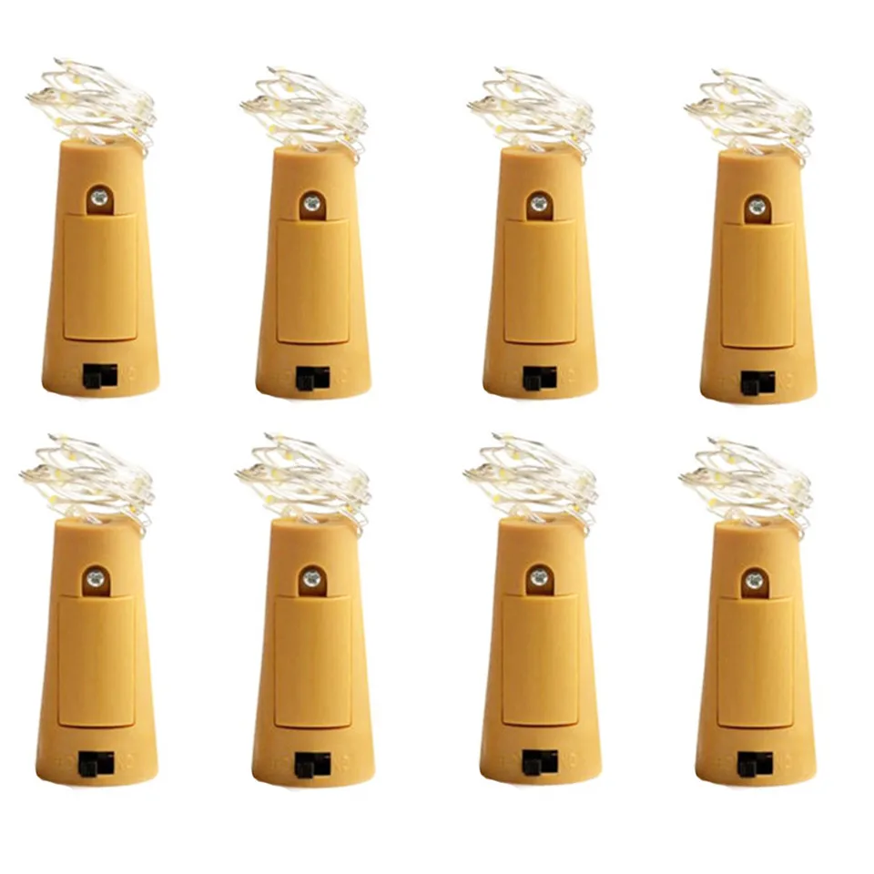 

2M 20 LEDS Wine Bottle Lights With Cork Built In Battery LED Cork Shape Silver Copper Wire Colorful Fairy Mini String Lights