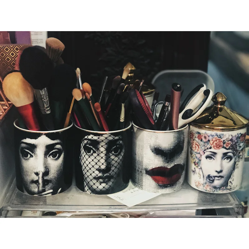 Nordic моды Fornasetti ваза Красота лицо цилиндрический жардиньерка для цветы цветочный Art аксессуары прекрасное украшение стола