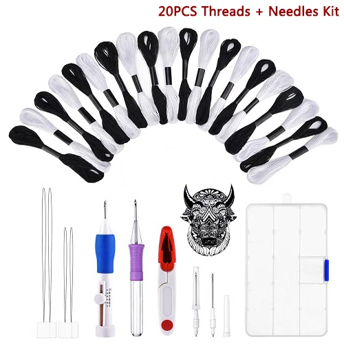 Threads Needles Kit Набор разноцветных игл для вышивания, набор ниток для вышивания, набор для вязания, набор для рукоделия, Швейные аксессуары с пинцетом - Цвет: Threads Needles Kit