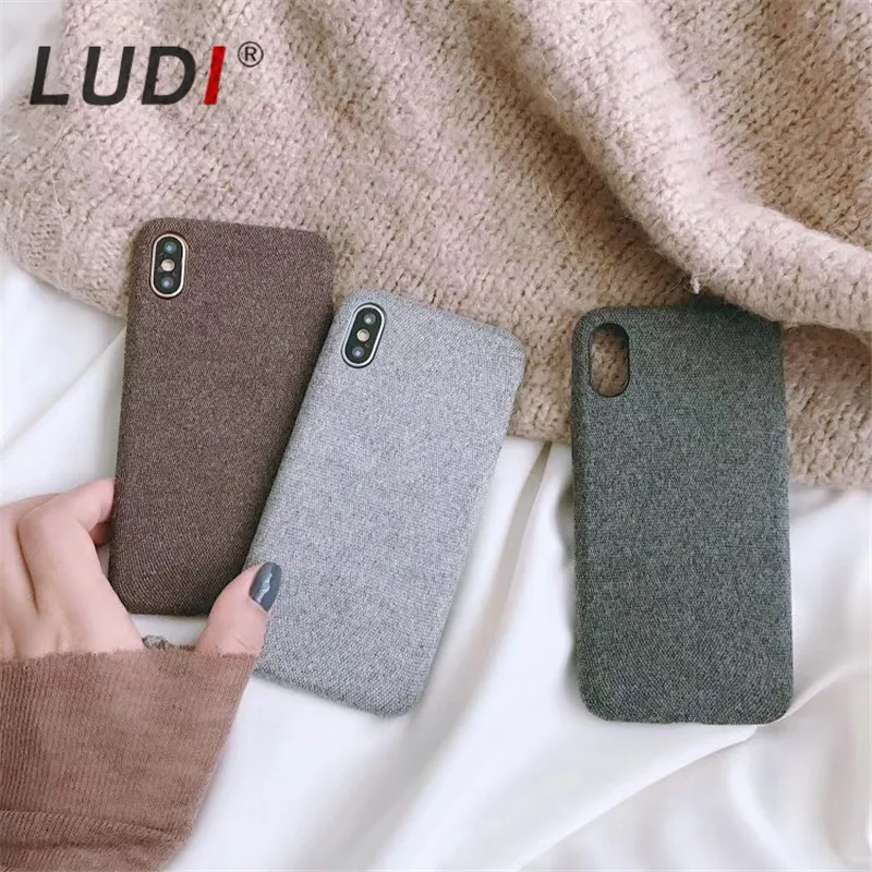 

LUDI Vintage Cotton Linen Cloth Phone Case For iPhone 11pro max XS 8/7plus Soft leather For iphone X/XR/XSMAX case 6s back cover
