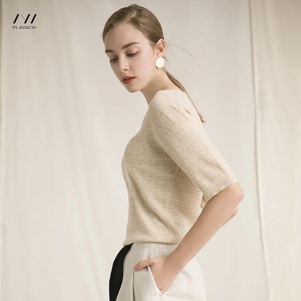 2018Autumn Hot Sales Women Cash Mere Wool Sweater V-collar Solid Color Half Sleeve Pullovers Free Shipping YDGAW071904C | Женская одежда