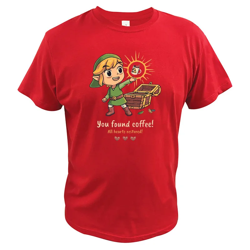 Дыхательная дикая футболка Legend Of Zelda You Find coffee All Hearts, восстанавливающая путешествие в Киндом, игровая футболка - Цвет: Красный