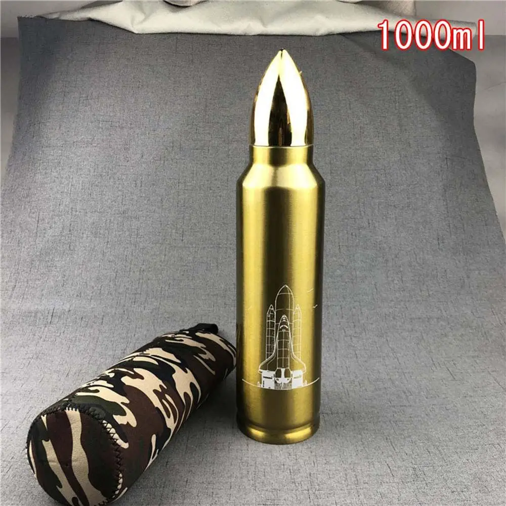Gold 1000ml Thermo Bala Stainless Steel Sport Flask Bottle for Jogging Walking - Цвет: Gold 1000ml