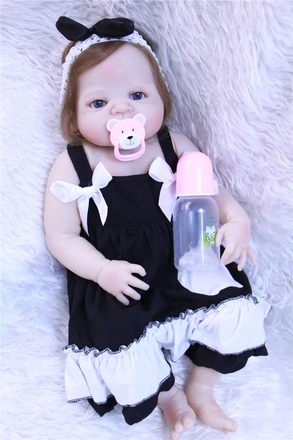 57 см силиконовая кукла reborn baby menina Очаровательная как настоящая новорожденная