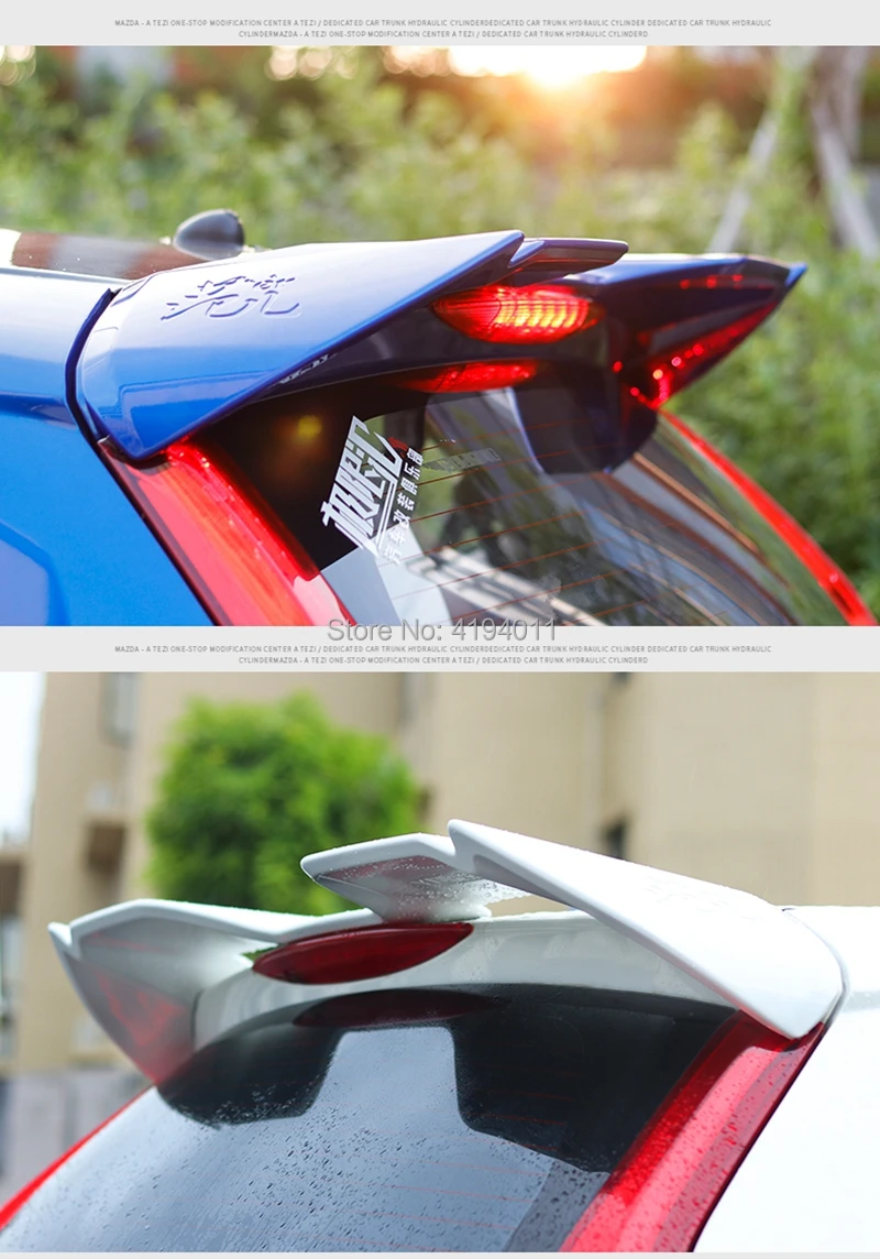 Для Honda Fit Jazz ABS Пластик Неокрашенный Грунтовка Цвет задний багажник на крыше крыла спойлер автомобиля для укладки волос