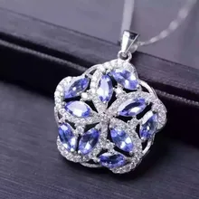 Подвеска из танзанита серебра S925 пробы подвеска натурального