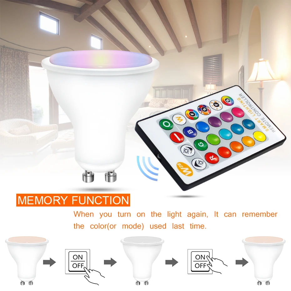 

Newest LED Lamp GU10 RGB LED Bulb 8W RGBW RGBWW Dimmable Ampoule LED Lights For Home Holiday Decoration With Remote Controller
